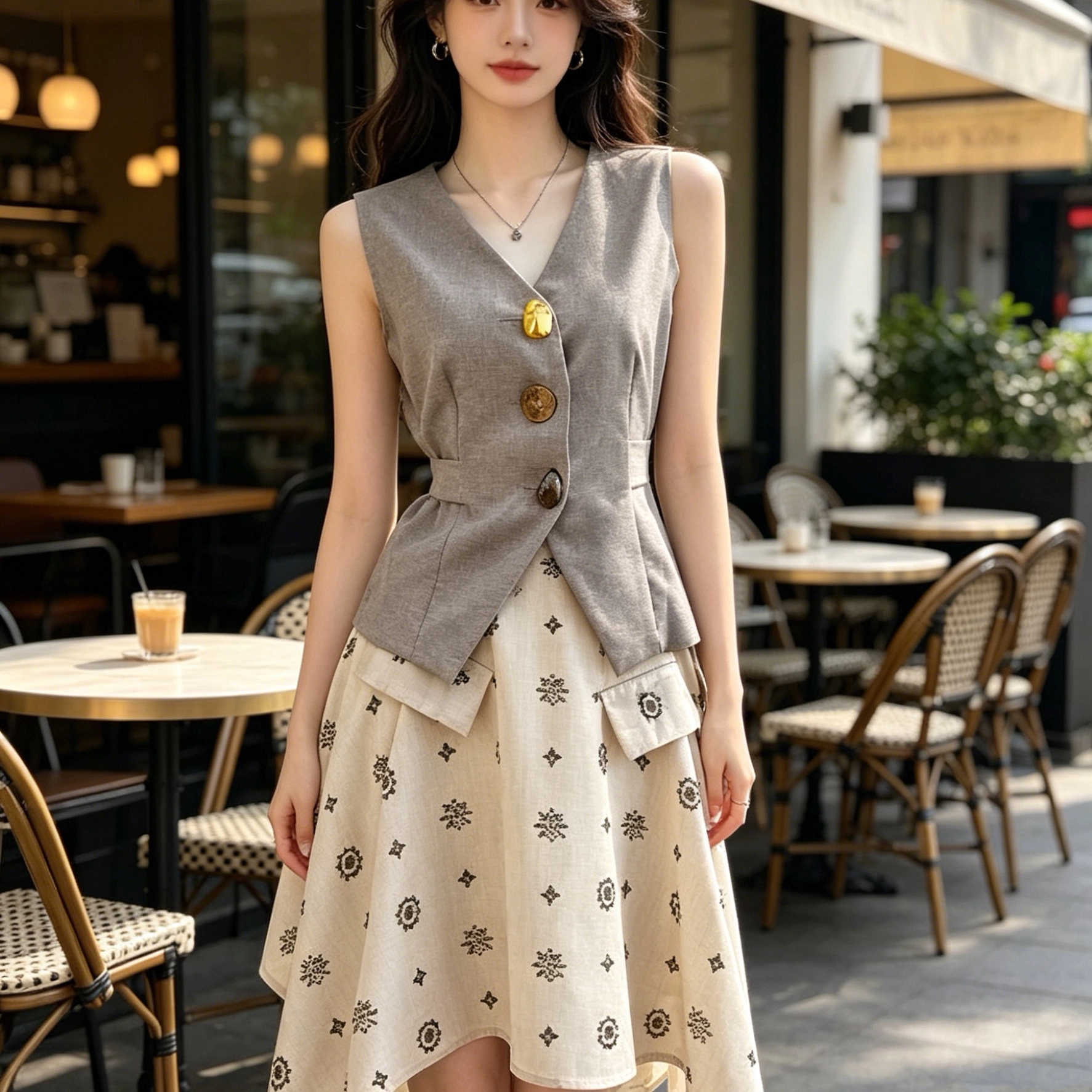 2026夏季新款英伦风显瘦百搭马甲上衣女搭配半身裙气质两件套装女