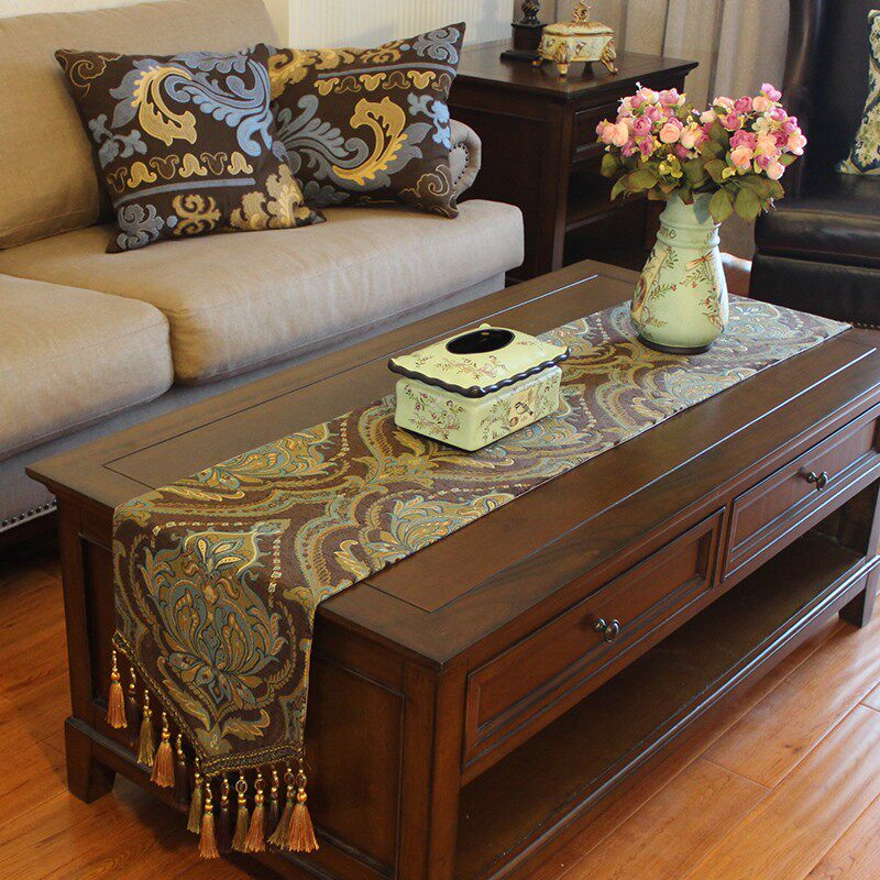 桌旗美式轻奢茶几桌布欧式高档奢华电视柜现代简约北欧餐桌装饰布