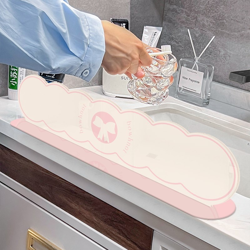创意蝴蝶结挡水板厨房台面防水挡板防水条家用亚克力隔水板挡水条
