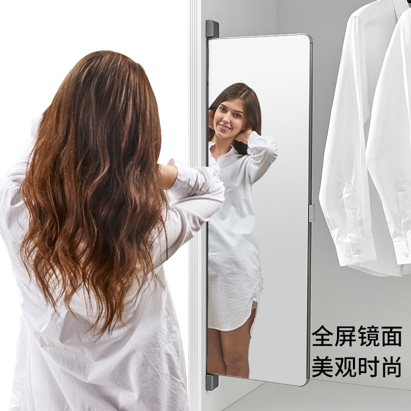 全身镜折叠旋转镜隐藏式穿衣镜平开门柜J子试衣镜衣柜镜衣橱推拉