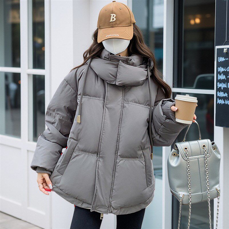 棉衣女2c024冬季新款韩版灰色爱心短款羽绒棉服学生大码情侣面包