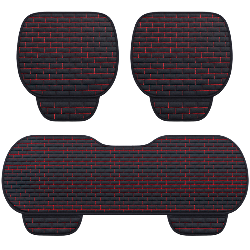 汽车坐垫四季通用单片三件亚麻冬天座垫后排座椅垫透气冬季车垫