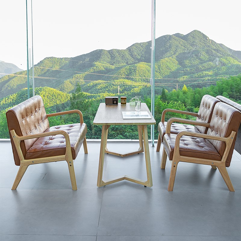 咖啡厅桌椅组合办公室接待休息区餐厅奶茶甜品店双人卡座沙发商用