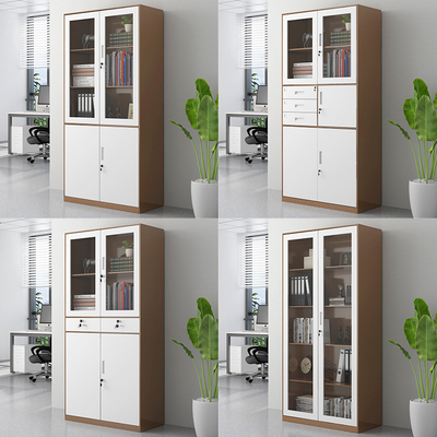 钢制办公室文件柜铁皮资料柜套色储物柜子带锁矮柜移动保密档案柜