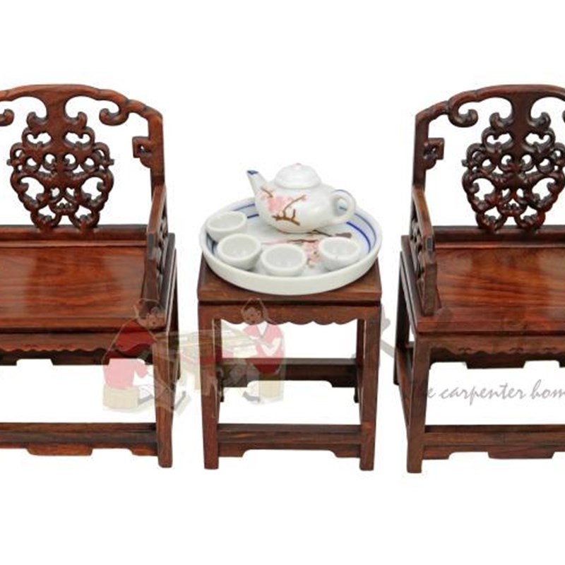 红木雕工艺礼品摆件微型缩仿古小家具红酸枝紫檀屏风桌皇宫圈椅子