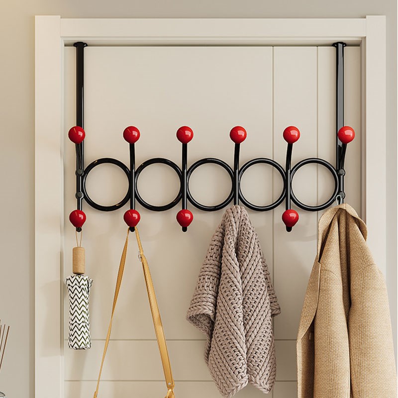 实木圆球门后挂钩挂衣架卧室门上免打孔无痕门背式置物挂架衣帽钩