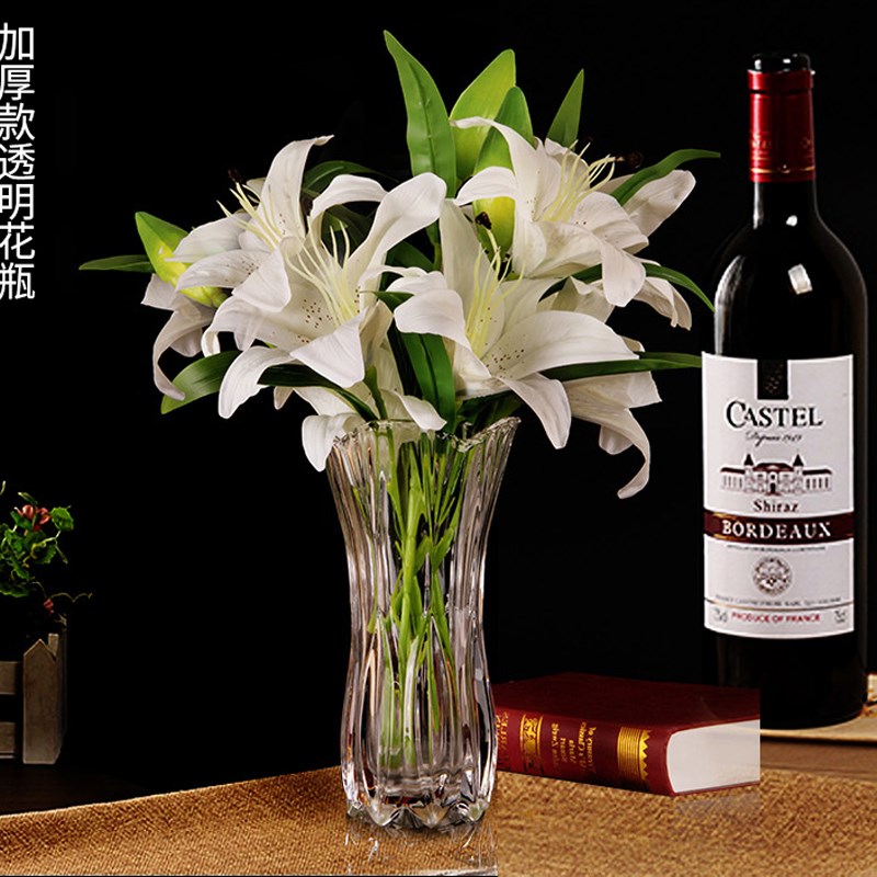 现代简约加厚玻璃花瓶干花鲜花富贵竹百合花插花家用客厅摆件花瓶
