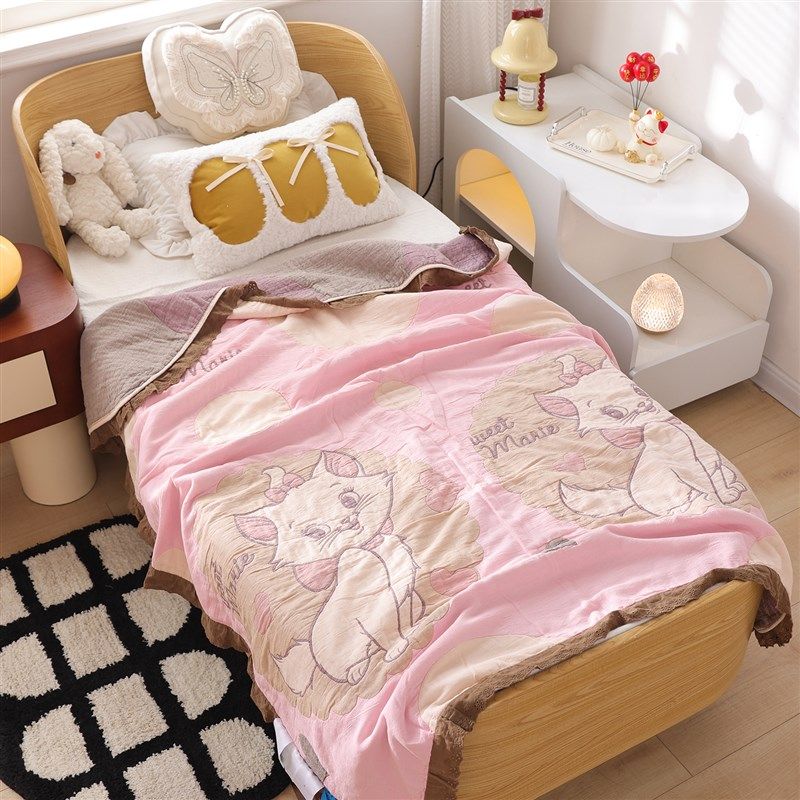 花边纱布儿童f午睡毛巾毯透气卡通全棉泡芙被宝宝夏凉空调毯子,床上用品,休闲毯/毛毯/绒毯,淘宝优惠券,粉丝福利购,淘宝优惠卷