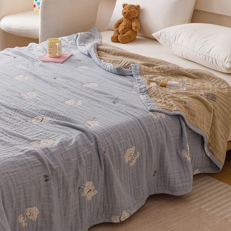 可爱纱布毛e巾被全棉夏季薄款被子儿童盖毯棉纱夏凉被空调毯子,床上用品,休闲毯/毛毯/绒毯,淘宝优惠券,粉丝福利购,淘宝优惠卷
