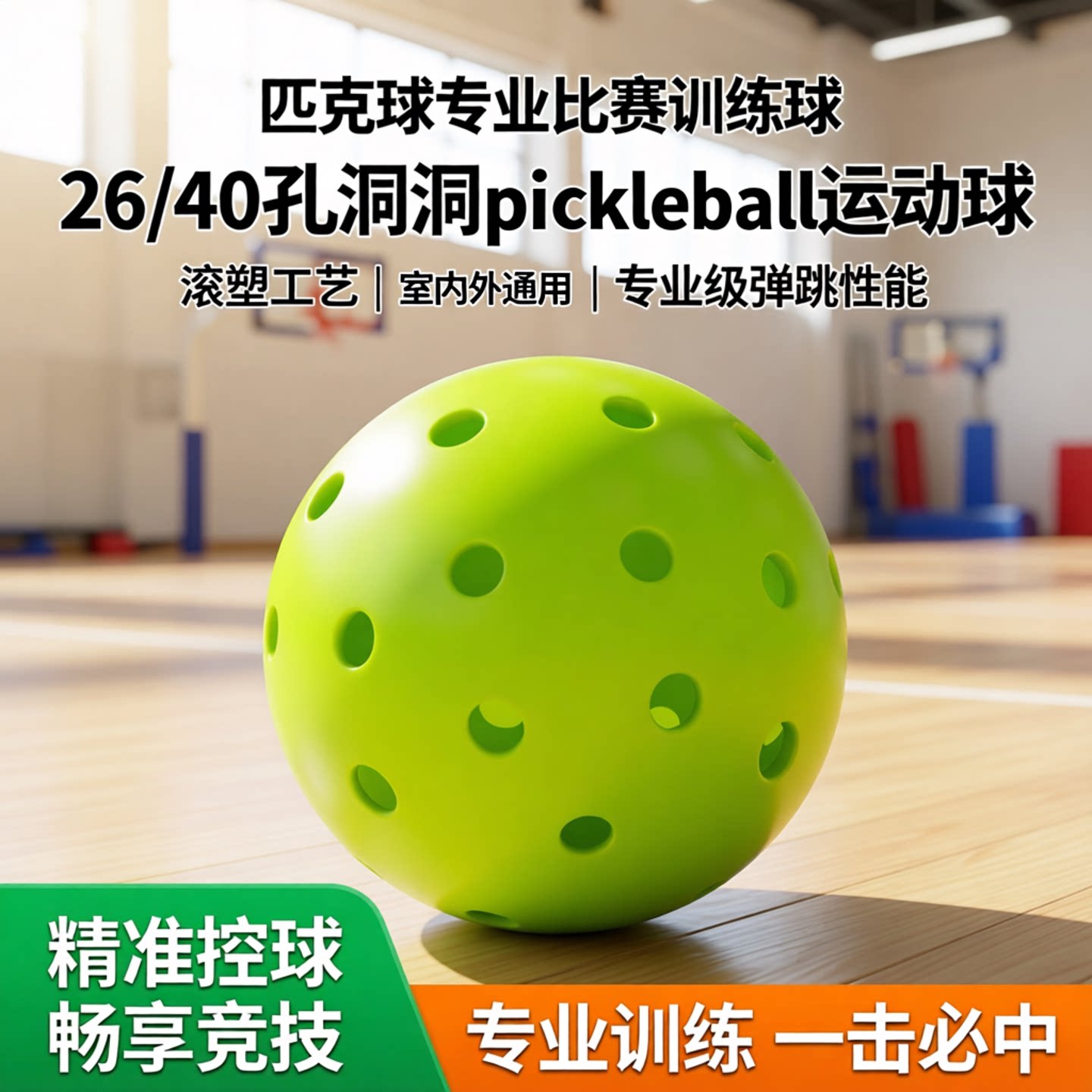 匹克球专业比赛训练球26/40孔洞洞pickleball运动室内室外球滚塑