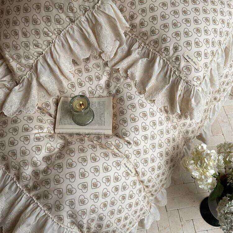 荔枝玫瑰︱A类母婴级全棉双层纱四件套公主风花边纯棉被套床单款