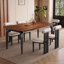 中古风餐桌全实木餐桌长桌橡胶木桌椅组合家用客厅小户型吃饭桌子