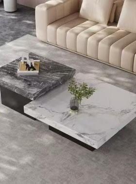 意式岩板茶几客厅家用轻奢高级小户型现代极简简约方形组合新VSa