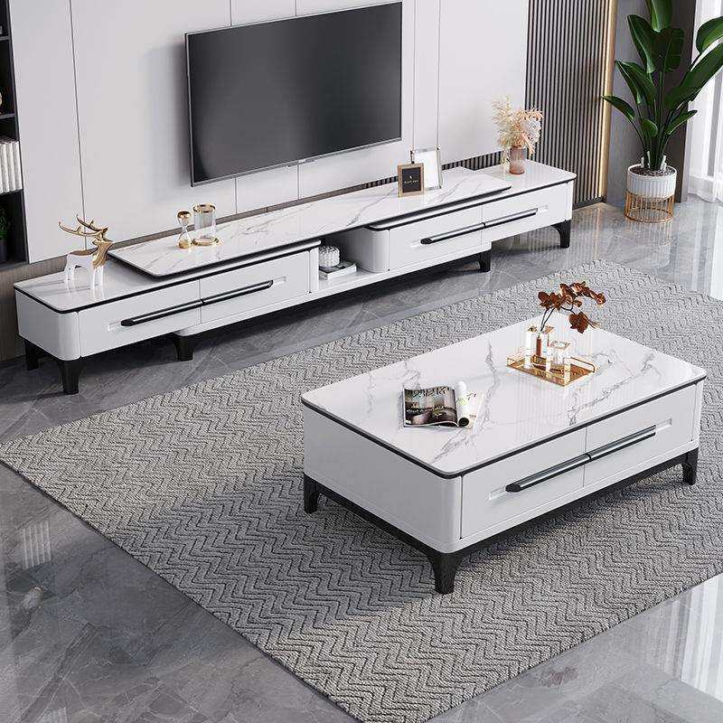香丽华庭岩板电视柜茶几家用客厅现代简约小户型新款可伸缩电视柜