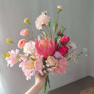 M297粉色手札清新花束仿真花绢花假花婚庆用品