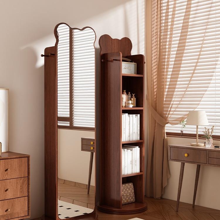 旋转穿衣镜全身镜落地家用卧室网红可移动杂志书架储物一体试衣镜