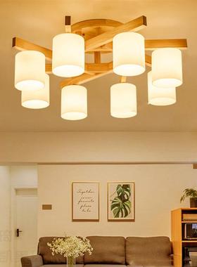 现代简约创意实木led客厅餐厅卧室书房原木吸顶灯灯具X8069