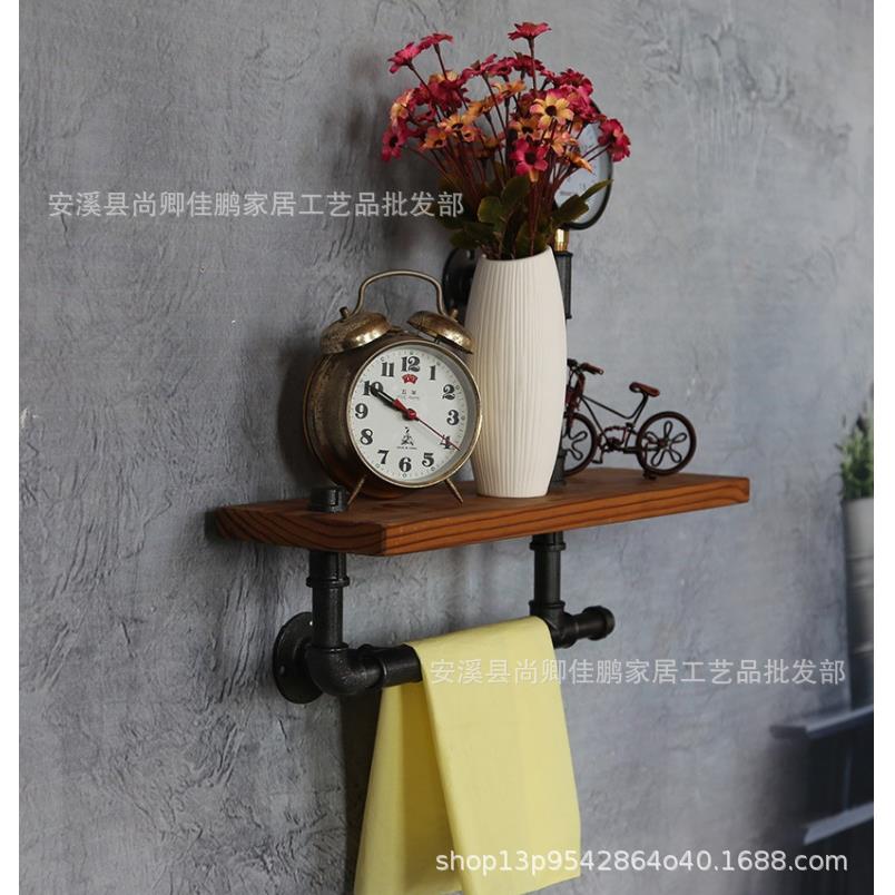 铁艺复古工业风水管置物架墙上装饰书架盆栽架卧室书房装饰高承重