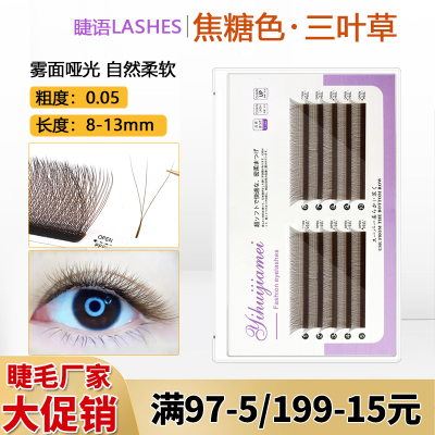 棕色三叶草睫毛嫁接柔软W型睫毛