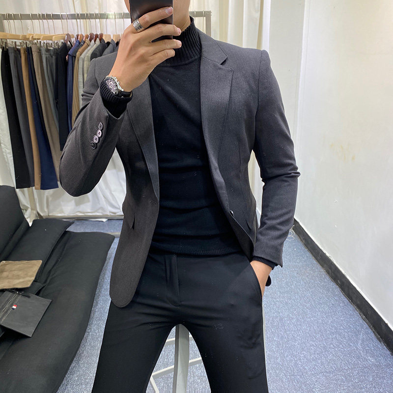 韩版商务正装休闲帅气小西服外套男英伦风修身青年潮流西装上衣