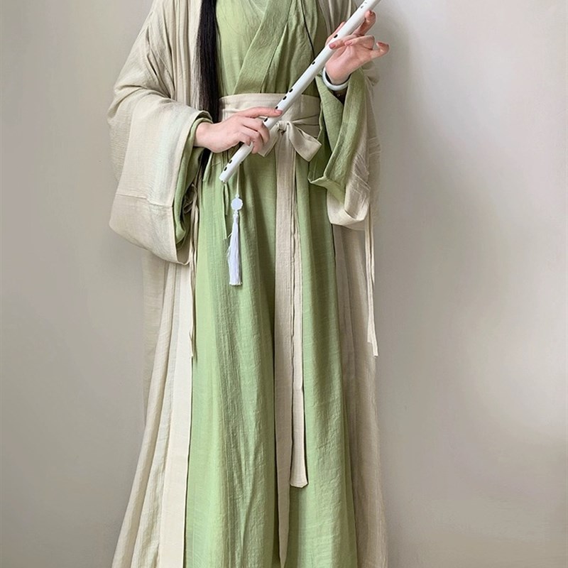 南北朝 汉服女 晋制汉服女中国风直裾大袖衫套装改良魏晋风春秋款