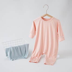 优可丝春夏季薄款婴儿长袖连体衣男女宝宝空调服睡衣儿童无骨哈衣