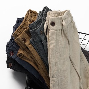 中国风新款棉麻九分裤夏季薄款宽松大码直筒裤苎麻裤子男士休闲裤