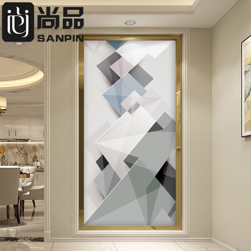 3d立体玄关壁纸走廊过道背景墙纸壁F画简约现代几何装饰画进门墙图片