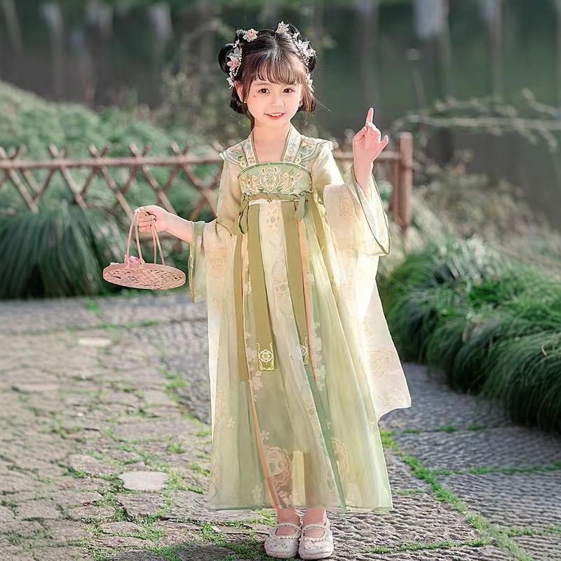 汉服女童春秋款超仙中国风女孩古装儿童古风2024新款公主连衣裙