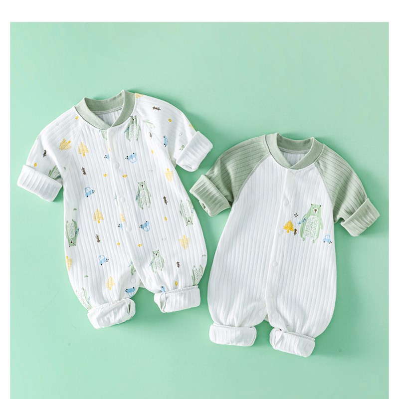 婴儿连体衣纯棉春秋款宝宝哈衣新生儿睡衣爬服秋衣打底内衣春装