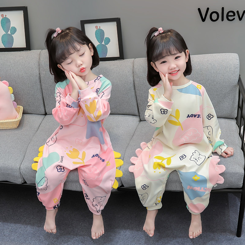 1女童连身睡衣3春秋纯棉2儿童防踢家居服长袖0婴儿宝宝宽松睡袋3