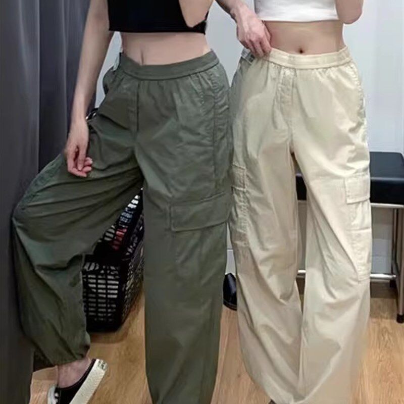 日单2023夏季休闲工装裤抽绳收脚口大口袋宽松阔腿裤女456106