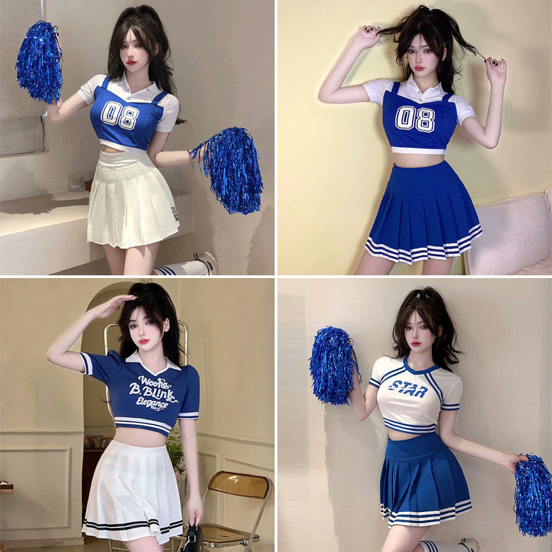 韩版成人啦啦操服装露脐套装女团拉拉队演出服大学生健美操表演服