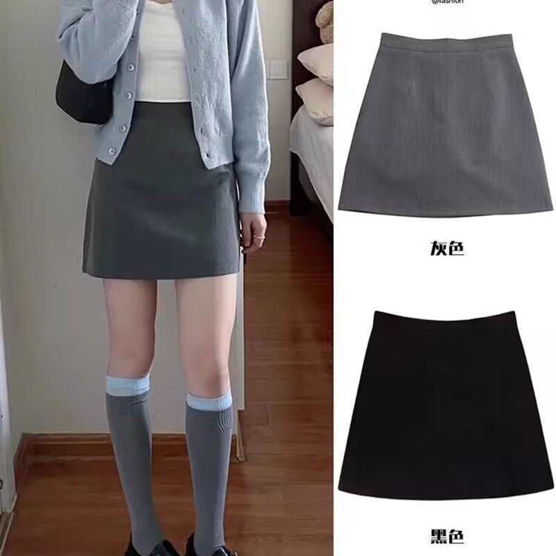 灰色西装半身裙大码韩版休闲包臂短裙春夏高级感气质百搭a字短裙