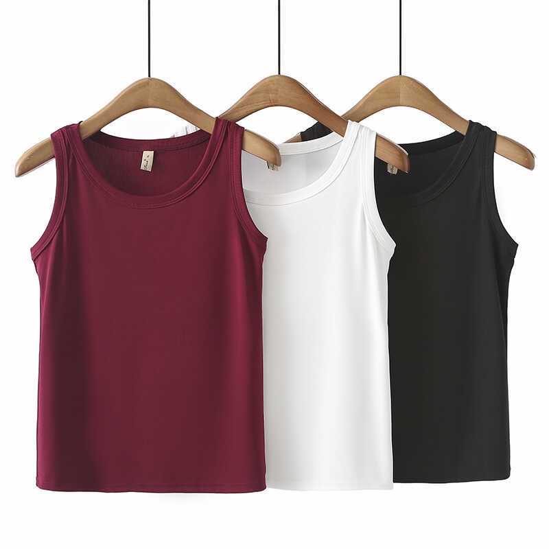 2024夏装韩版休闲大码上衣200斤胖mm圆领纯色无袖内搭冰丝背心
