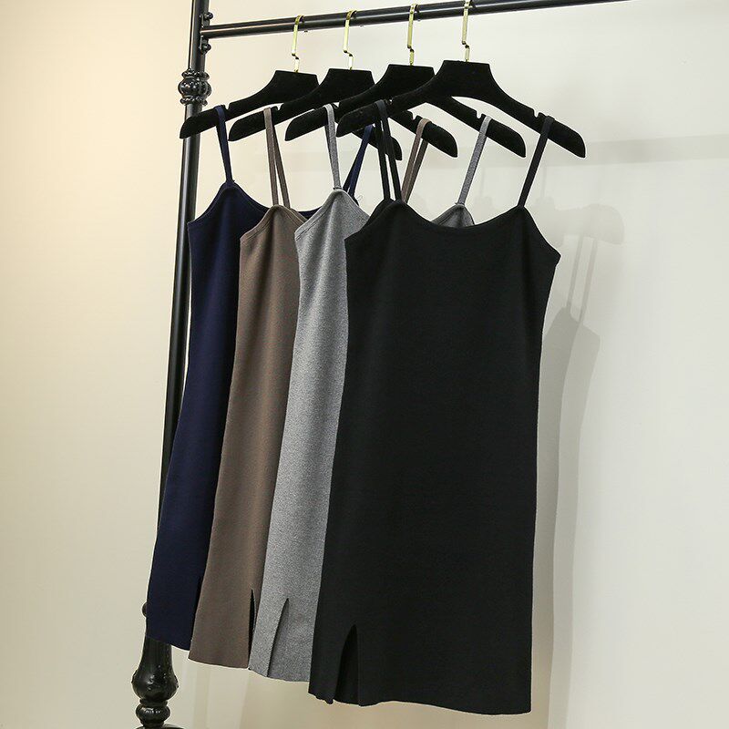 春秋装长裙2025早春初秋女装时尚连衣裙小个子吊带裙子针织裙