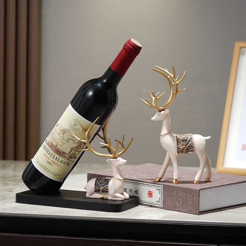 新中式家居酒柜铃兰鹿红酒架摆件餐柜装饰客厅玄关乔迁新居礼品