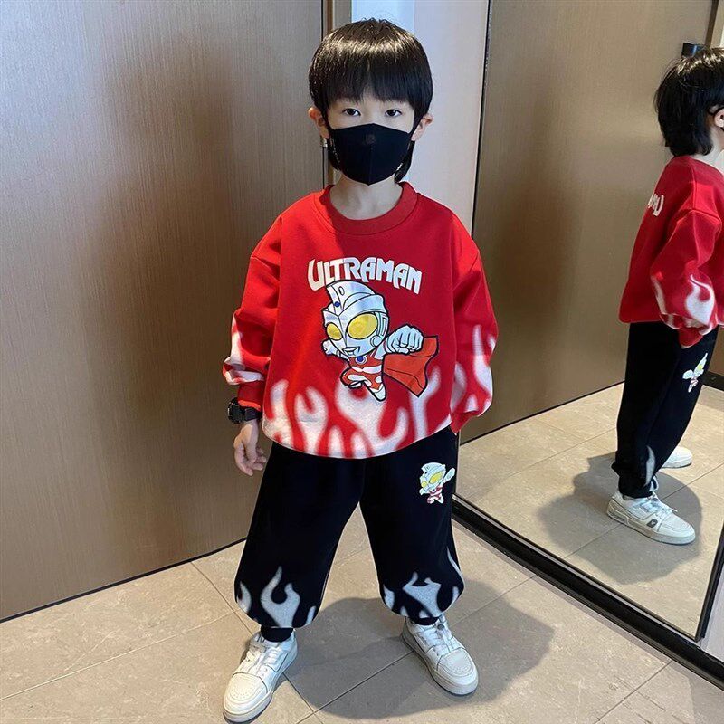 男童套装春秋款2024新款儿童套头卫衣两件套帅气宝宝春装卡通衣服