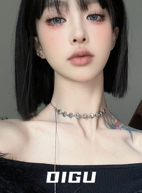 DIGU气质复古金色流苏项链女独特小众设计感抽拉可调节颈链锁骨链