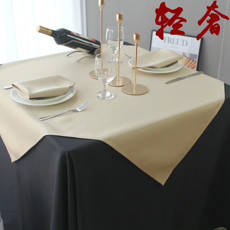 加厚纯白色轻奢西餐厅桌布香槟金色米白色酒店会所布艺台布可定制