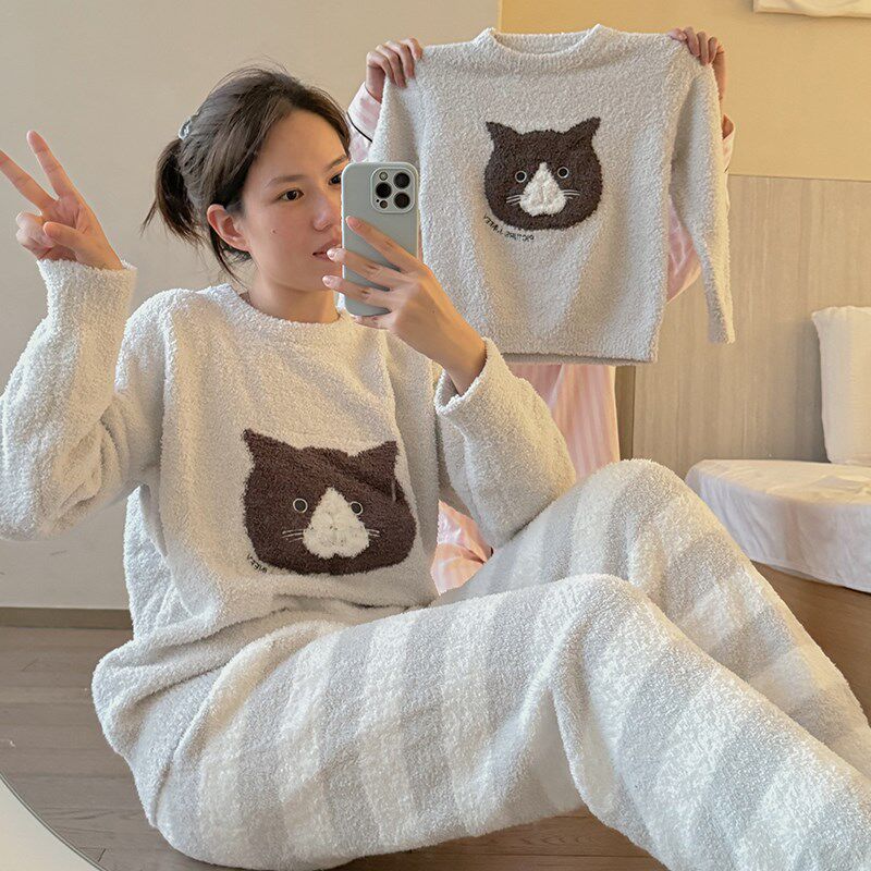 春季款睡衣套装女长袖长裤小个子宽松2025新款家居服春秋款两件套