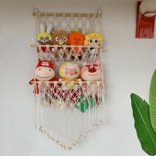 毛绒玩具娃娃收纳多层网兜墙上装 饰挂袋挂网整理挂墙壁挂背景展示