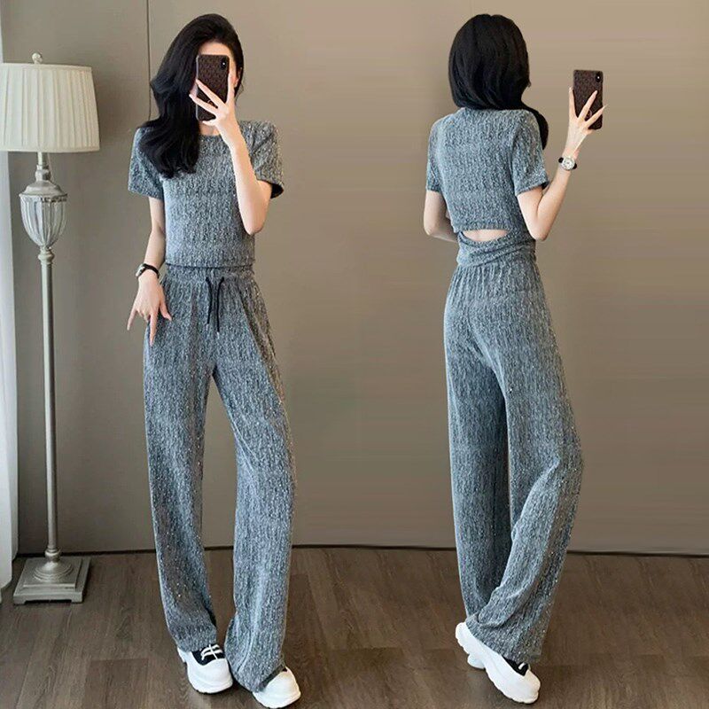 高品质潮流时尚套装女夏季新款韩系风重工满钻洋气时髦穿搭一整套