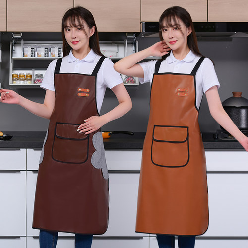皮围裙家用厨房防水防油男女餐饮专用厨房时尚加肥工作服定制logo