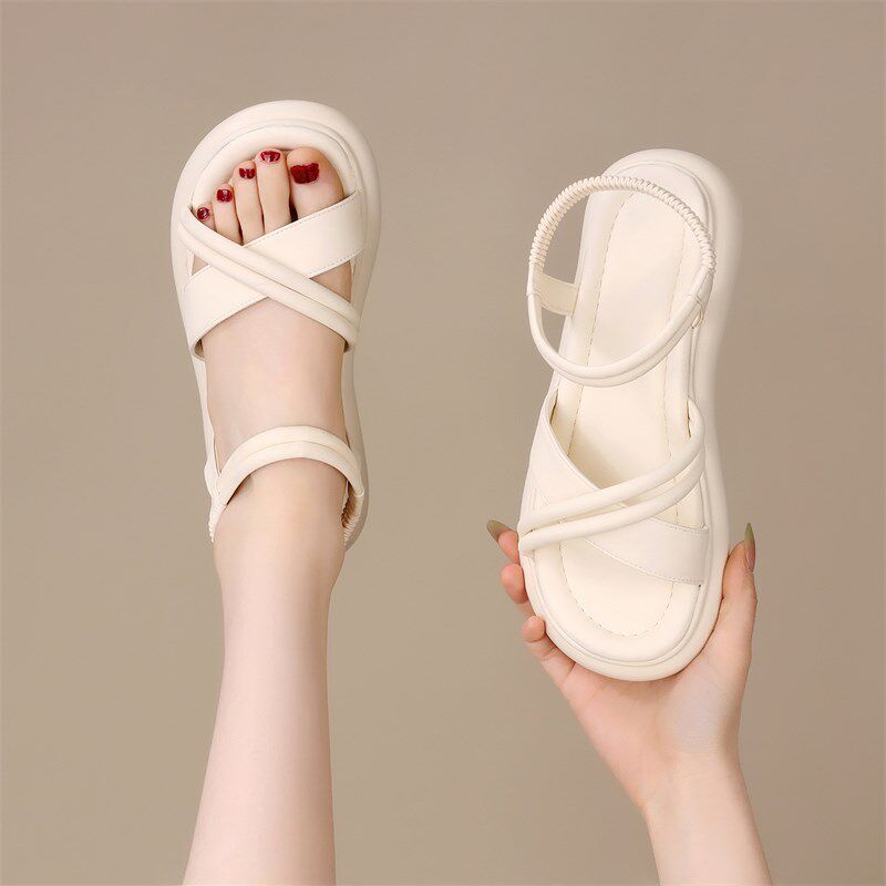 踩屎感软底凉鞋女夏季不累脚平底孕妇妈妈鞋外穿休闲沙滩鞋仙女风