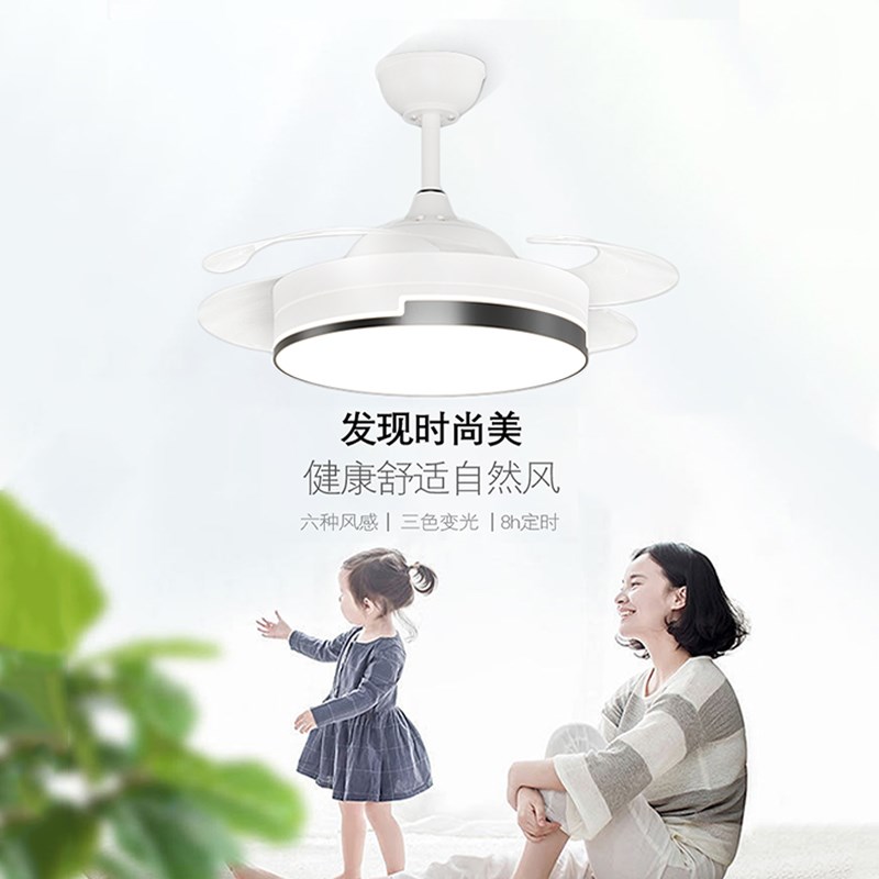 蓝牙风扇灯吊扇灯带灯一体隐形客餐厅家用卧室简约现代电风扇吊灯