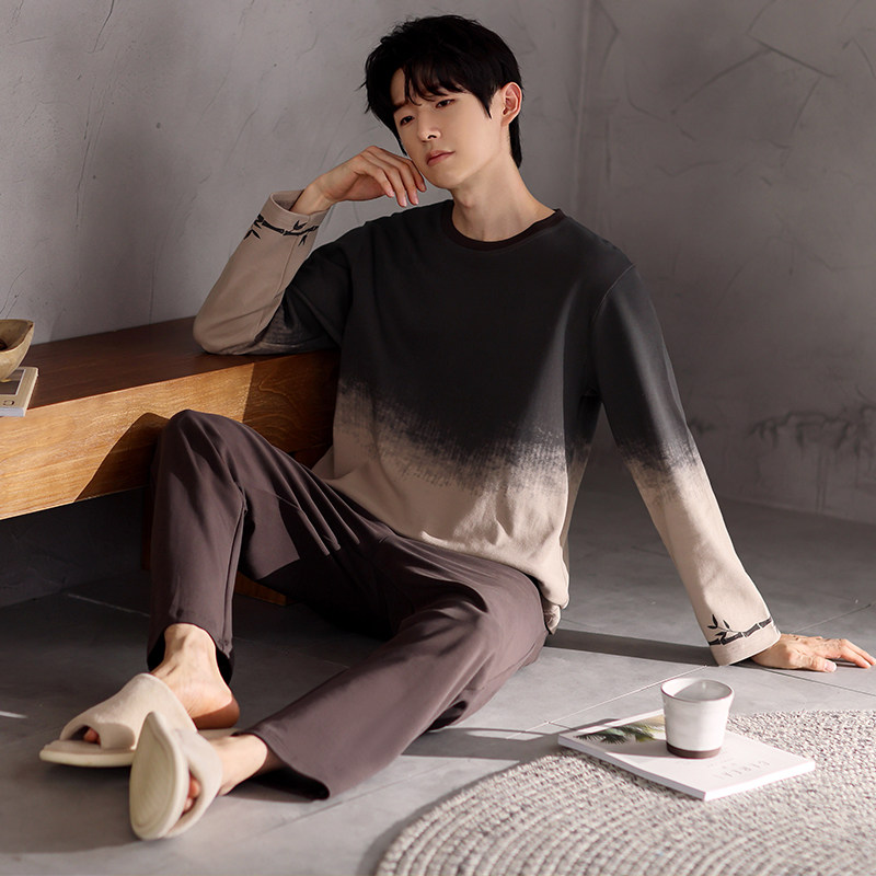 睡衣男士春秋款纯棉长袖全棉套装渐变高级感可外穿秋季Z男款家居