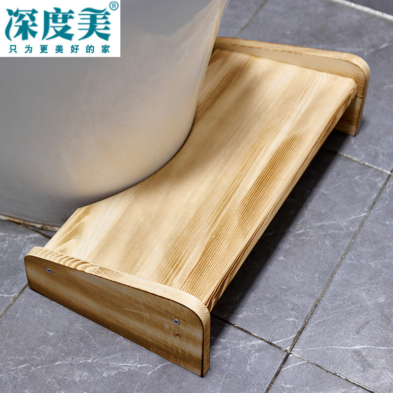 家用加厚马桶蹲便蹲坑实木厕所卫生间F坐便垫脚凳脚踩脚踏简约凳