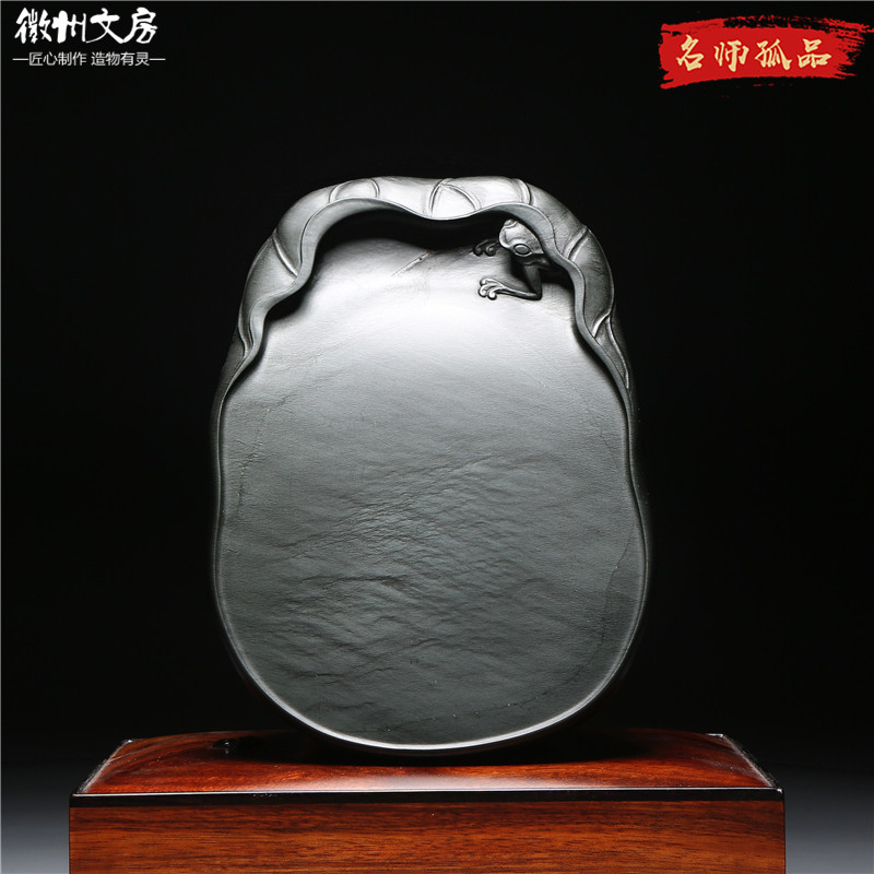 孤品名师老坑砚台/听雨/精品老坑眉纹歙砚天然高档文房四宝收藏端图片