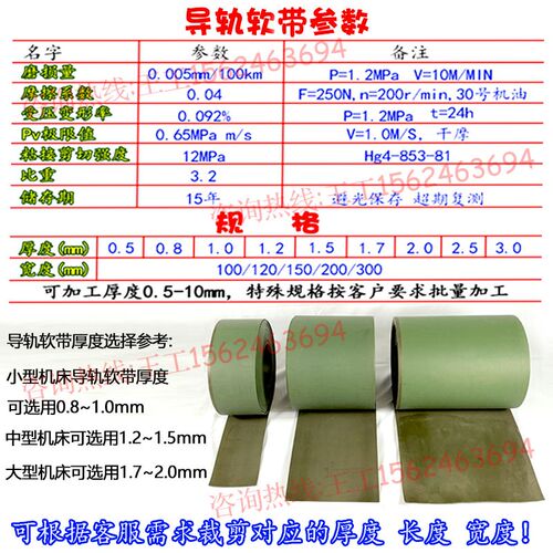 机床导轨耐磨软带数控车床导轨贴塑带G磨床铣床加工中心耐磨片胶